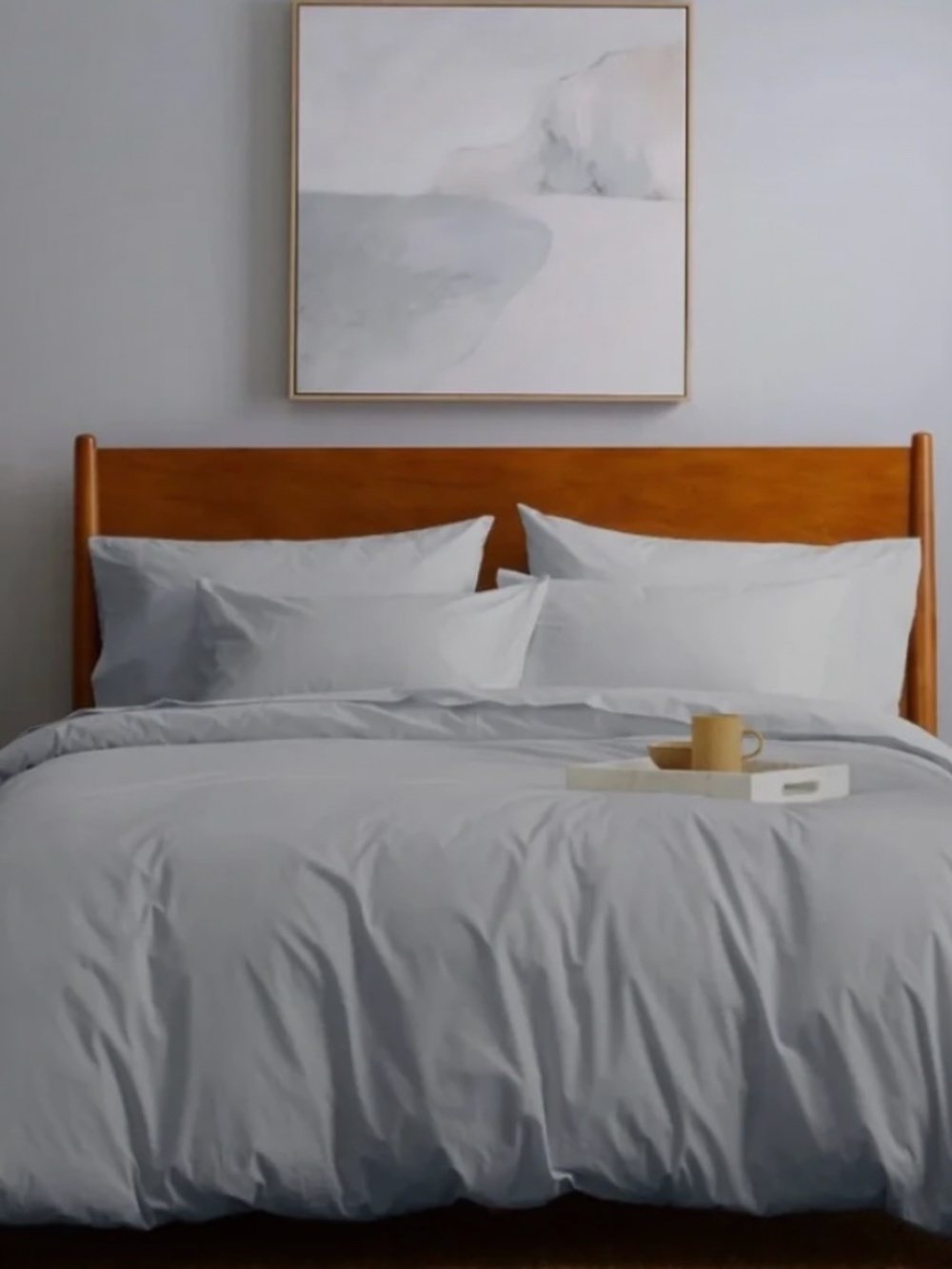 new Brushed Cotton Duvet Set with 2 standard shams Queen Mist Light Blue Gray - Picture 3 of 4